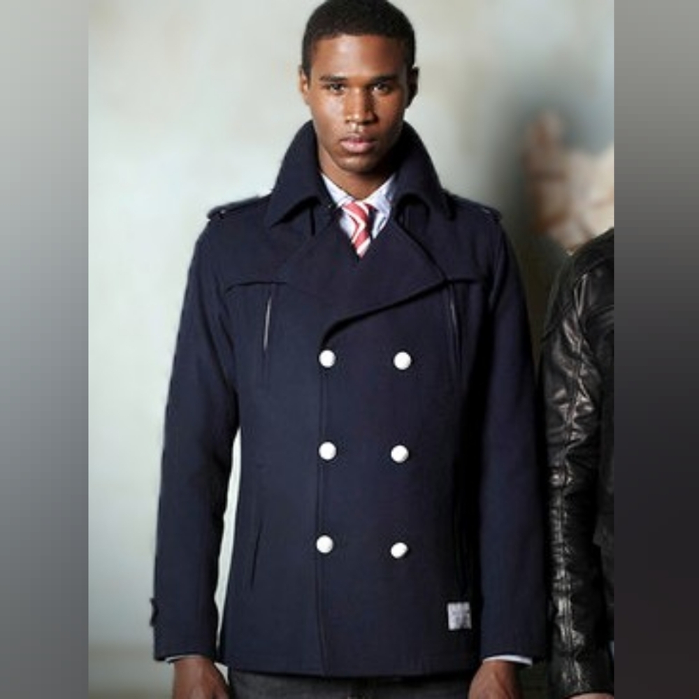 Men's Navy Blue Peacoat Sized XXL